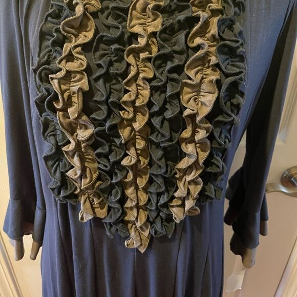 NWT Rabbit,Rabbit,Rabbit Designs  gray Ruffles fit &flare 1/4 sleeves dress SZ16 - Picture 5 of 12